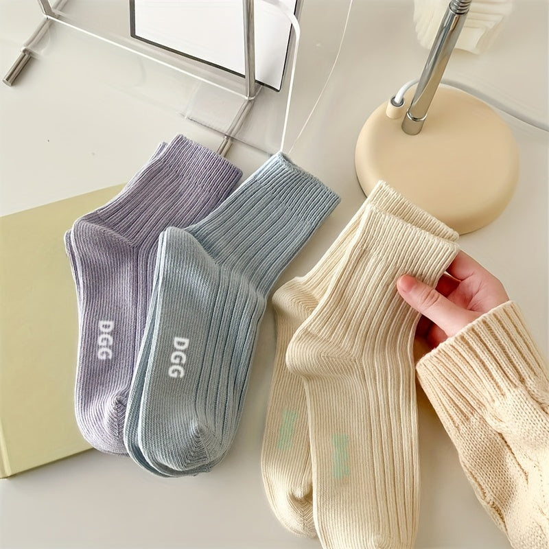 6 Pairs Letter Print Mid Tube Socks Women Stockings & Hosiery