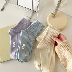 6 Pairs Letter Print Mid Tube Socks Women Stockings & Hosiery