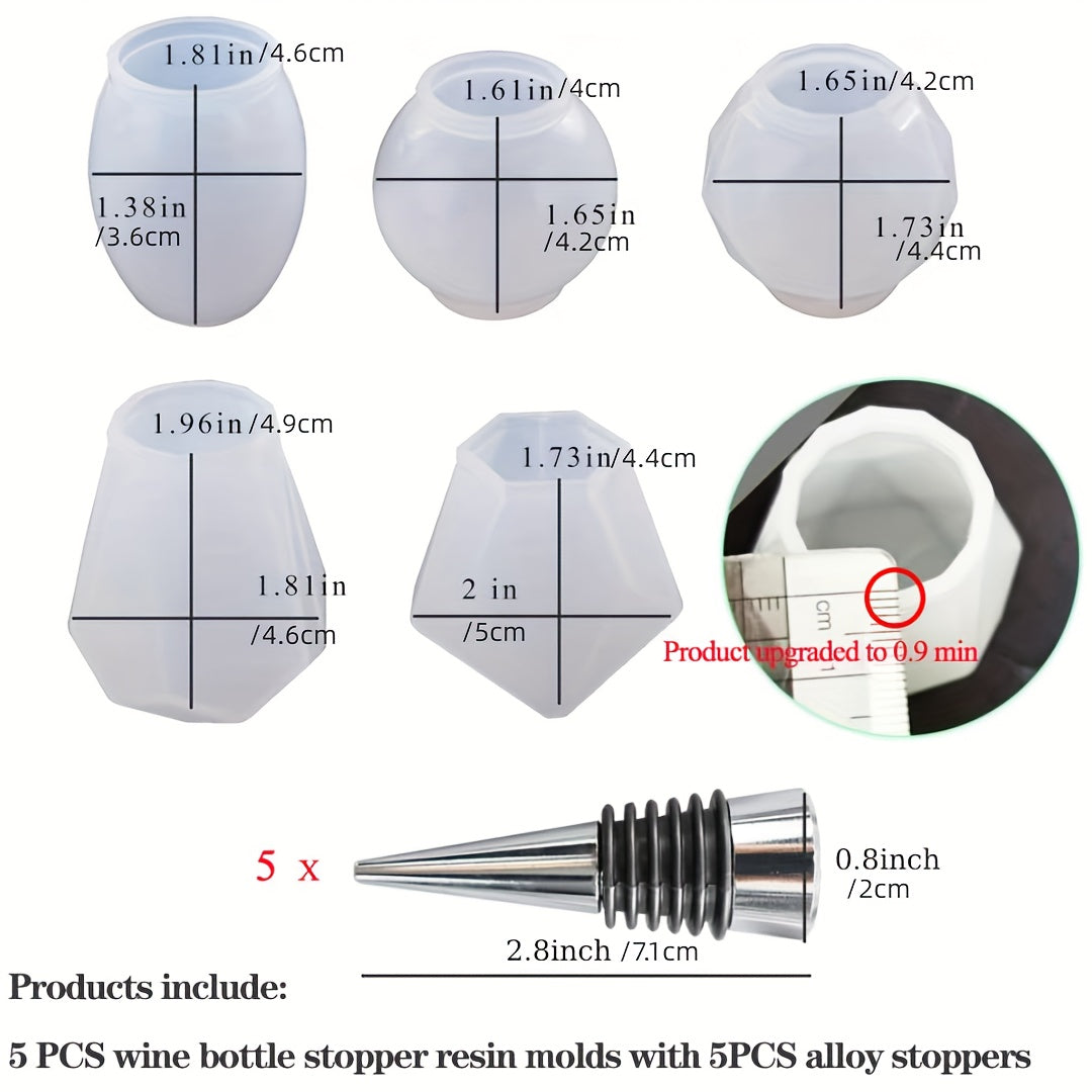 10pcs Resin Wine Bottle Stoppers Silicone Molds Set
