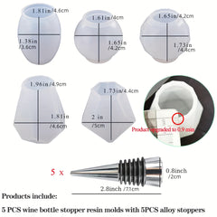 10pcs Resin Wine Bottle Stoppers Silicone Molds Set
