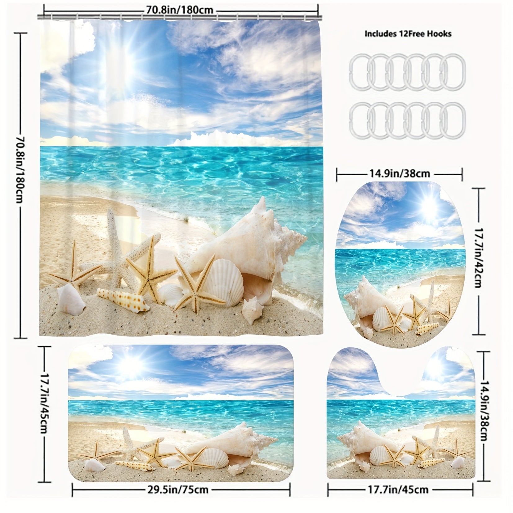 3D Digital Bathroom Waterproof Polyester Shower Curtain