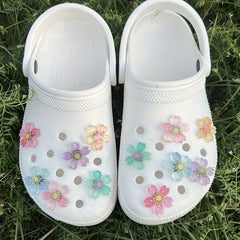 12pcs Luminous Sakura Cherry Blossoms Shoe Charms For Crocs Glow In Dark