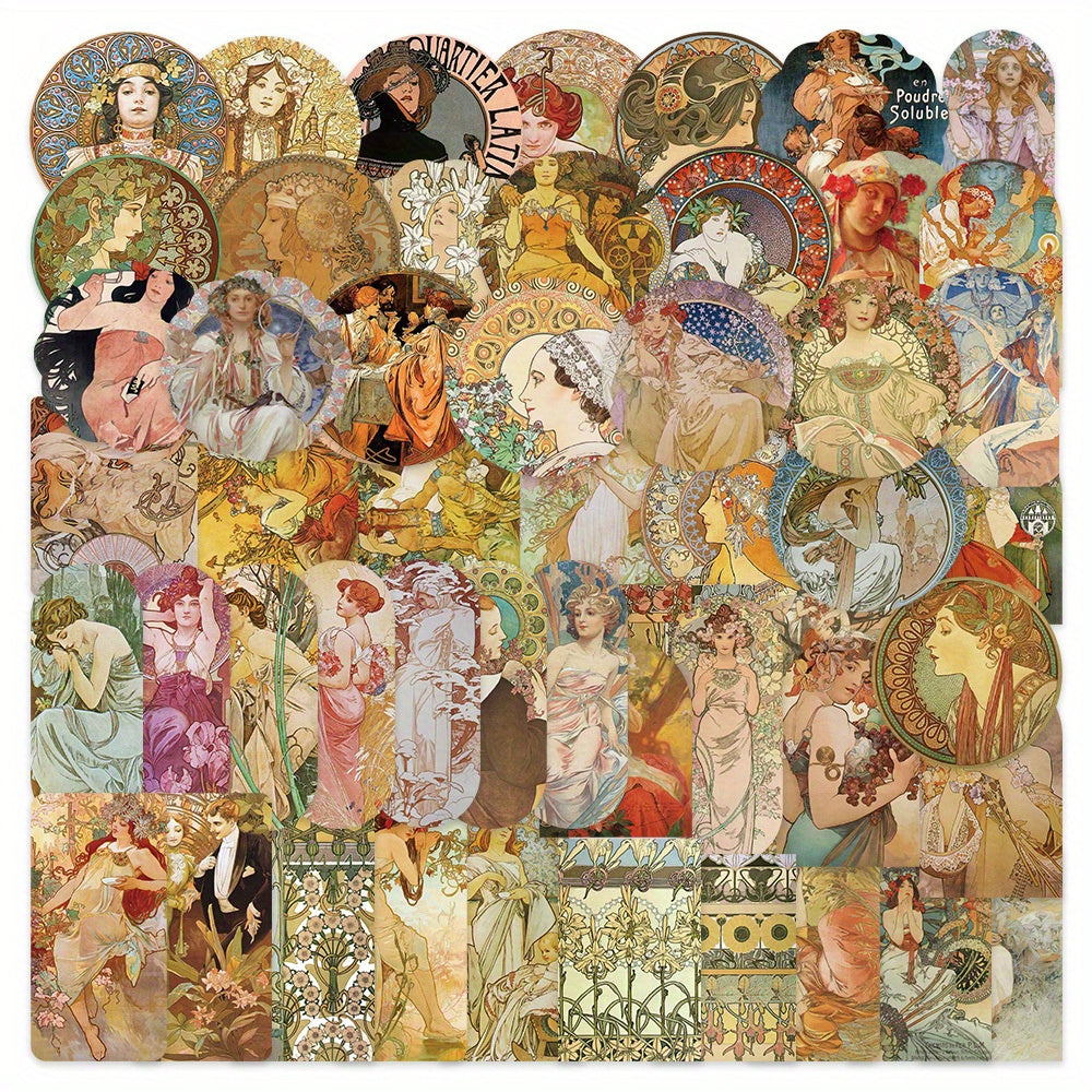 54pcs Retro Literary Character Stickers for Phone Case Laptop Decor