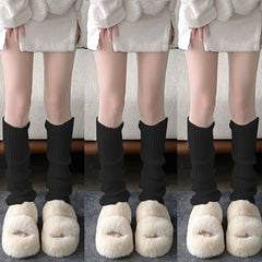 3 Pairs Ribbed Leg Warmers Knee High Socks Women's Stockings & Hosiery