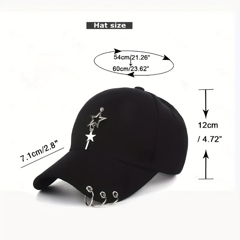 Iron Ring Star Pendant Baseball Cap Unisex Hip Hop Cotton Dad Hats