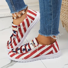 Women's Star & Striped Canvas Shoes Lace Up Sneakers