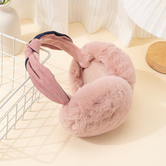 Winter Women Outdoor Earmuff Bowknot Thick Plush Ear Warm Fluffy Ear Bag