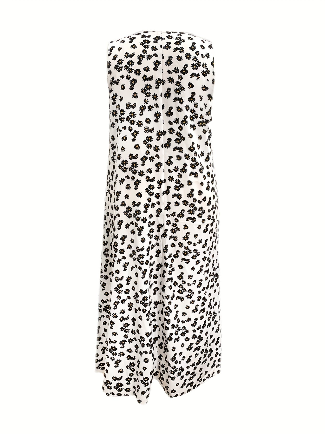Feather Print Maxi Tank Dress With Pockets
