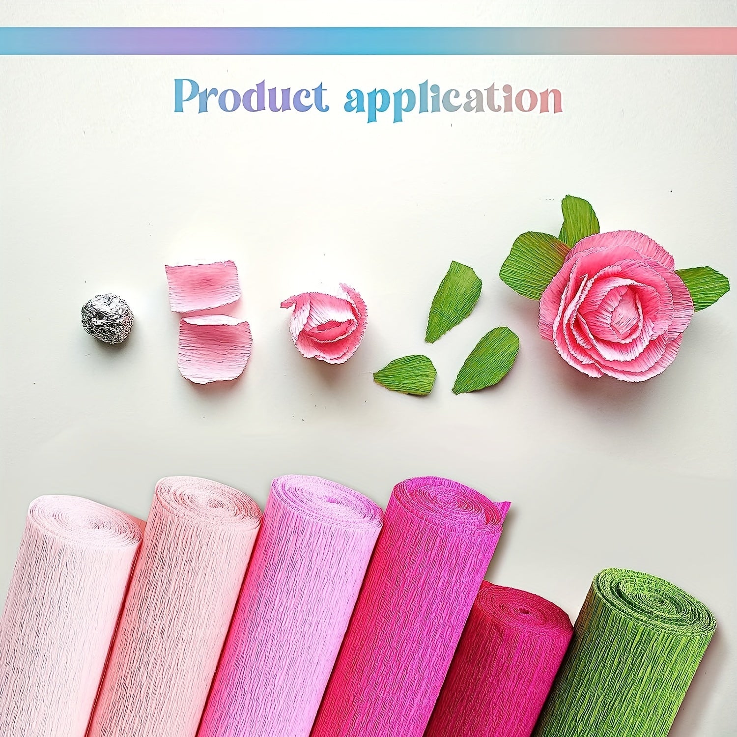 6pcs Crepe Paper Rolls Flower DIY Kits Green Floral Tapes Birthday Wedding