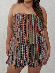 Tribal Print Tube Top & Shorts Set