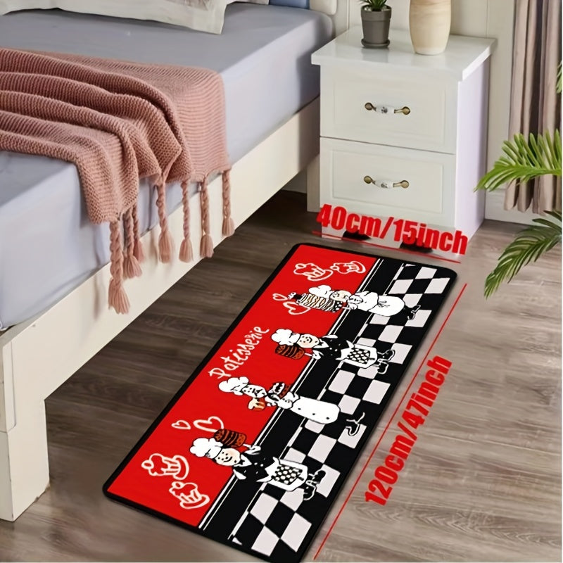 1pc Long Strip Non-slip Floor Mat Velvet Cushion Red Cake Room Rug