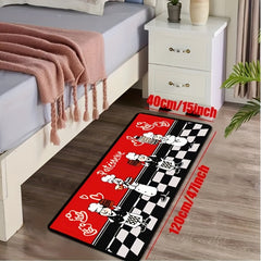 1pc Long Strip Non-slip Floor Mat Velvet Cushion Red Cake Room Rug