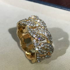 Zircon Inlaid Chain Ring For Men