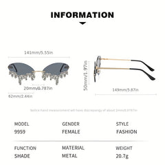 Y2K Rhinestone Flame Sunglasses for Women