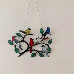 Multicolor Birds Metal Iron Art Double Sided Painted Window Bird