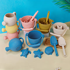 Kids Beach Toys Set with Bucket & Sand Molds, BPA-Free