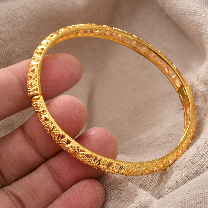 Boho Style Copper Open Bangle Bracelet 18K Plated For Mother's Gift