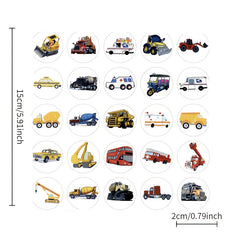 Cartoon Vehicle Stickers Truck Engineering Excavator Round Small Decals