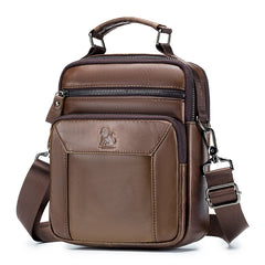 Men's Cowhide One Shoulder Bag Vertical Square Top Layer Cowhide Bag