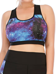  Galaxy Print Sports Bra Women's Plus Medium Stretch