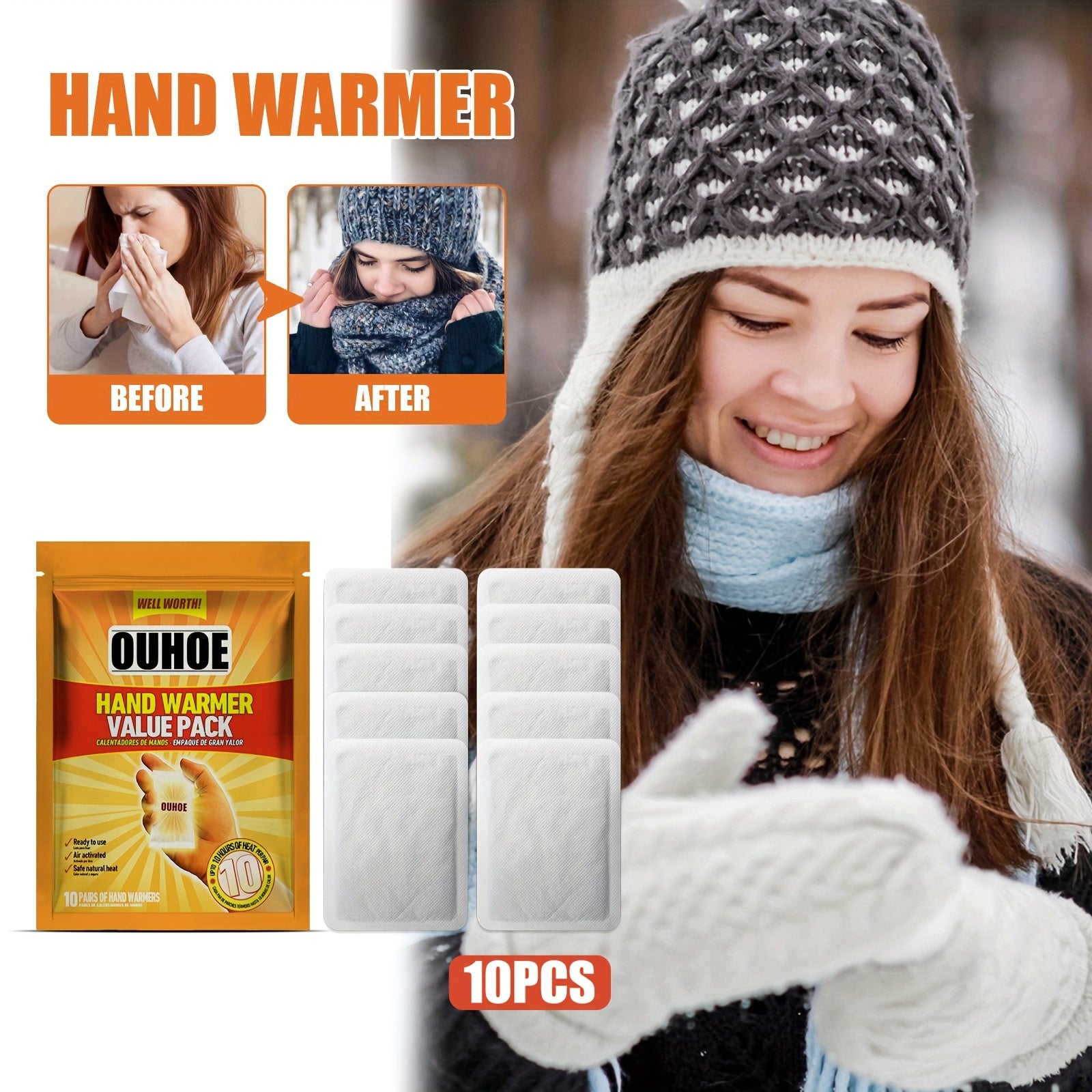 20pcs/10pcs Hand Warmers Natural Safe for Men Women Indoor Outdoor Winter Travel