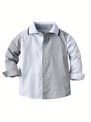 Boys Casual Long Sleeve Lapel Shirt for Summer Outdoor
