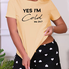 Casual Short Sleeve Crew Neck Top Women's Sleepwear