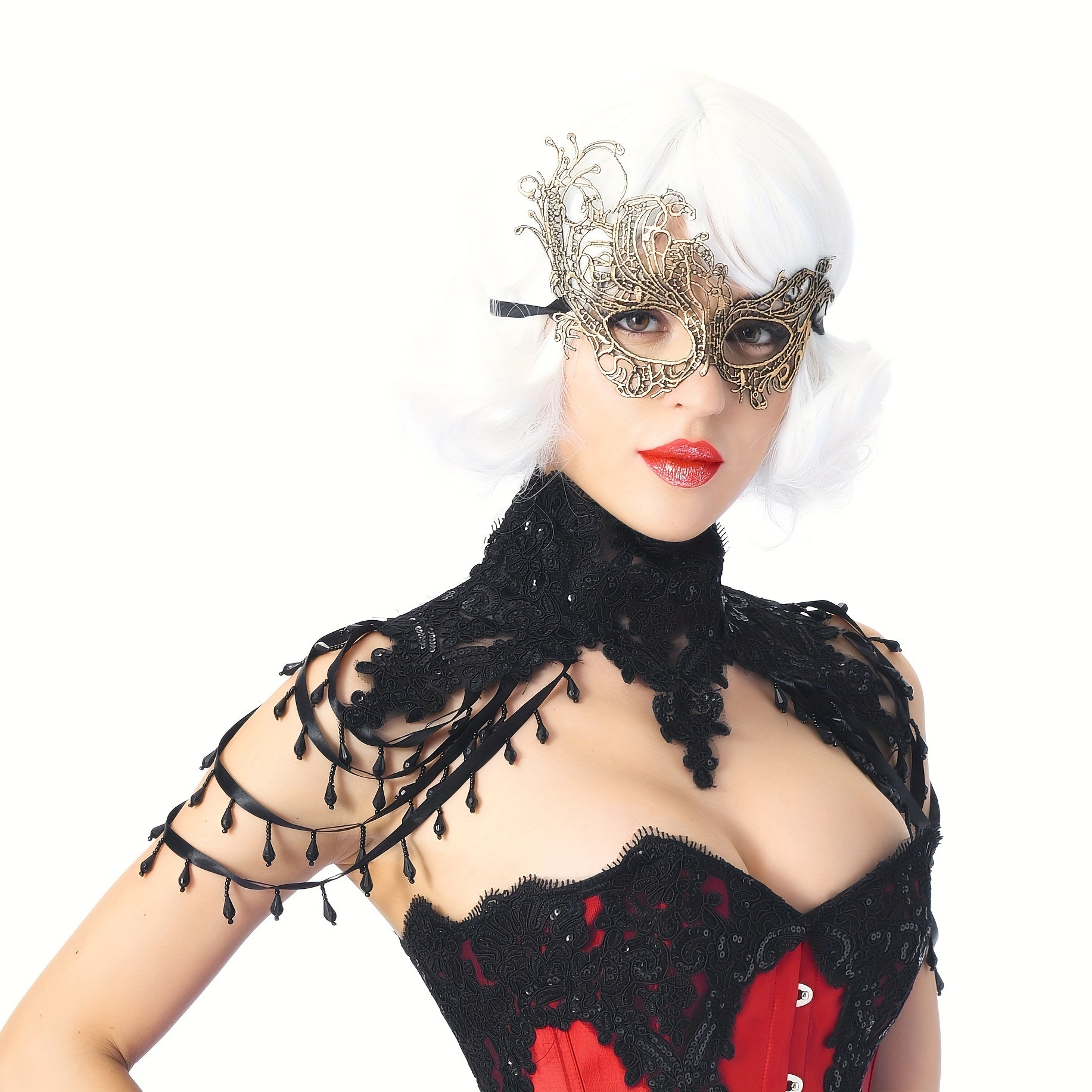 Party Lace Bead Chain Shoulder Cape Gothic Collar