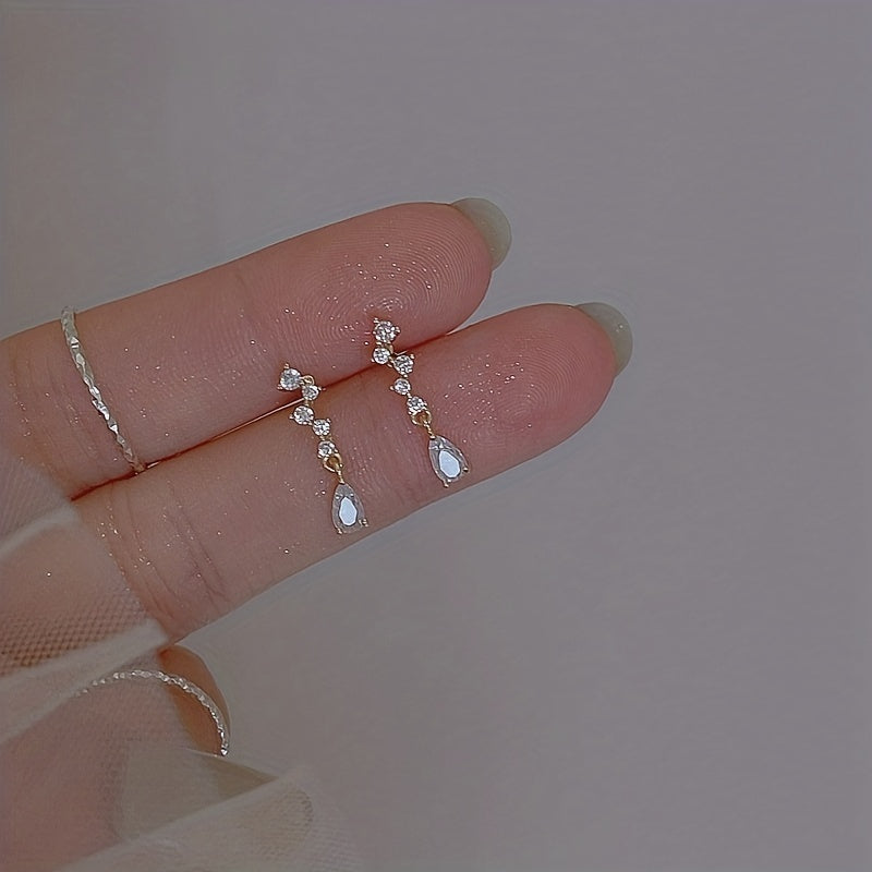 Zircon Stud Earrings 14K Plated Daily Wear Jewelry