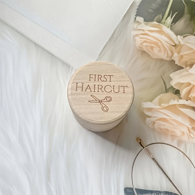 1st Haircut Wooden Keepsake Box with Scissors