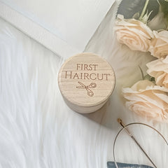 1st Haircut Wooden Keepsake Box with Scissors