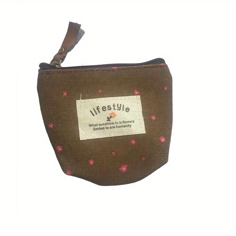 Flower Pattern Coin Purse Canvas Zipper Pouch Clutch