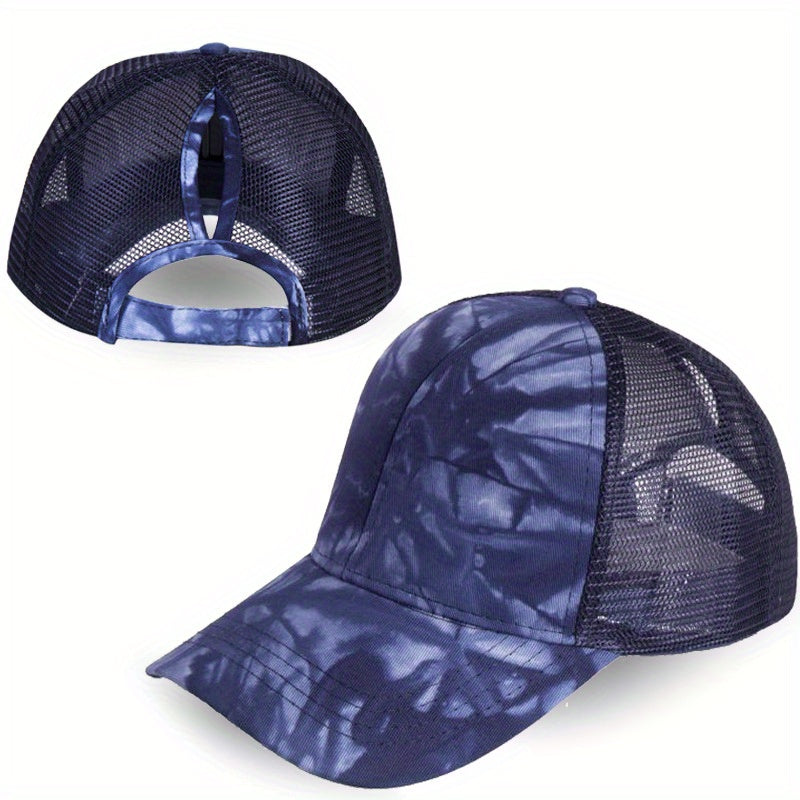 Tie Dye Ponytail Baseball Cap Mesh Trucker Hat Hip Hop Dad Hats Summer Sun Cap