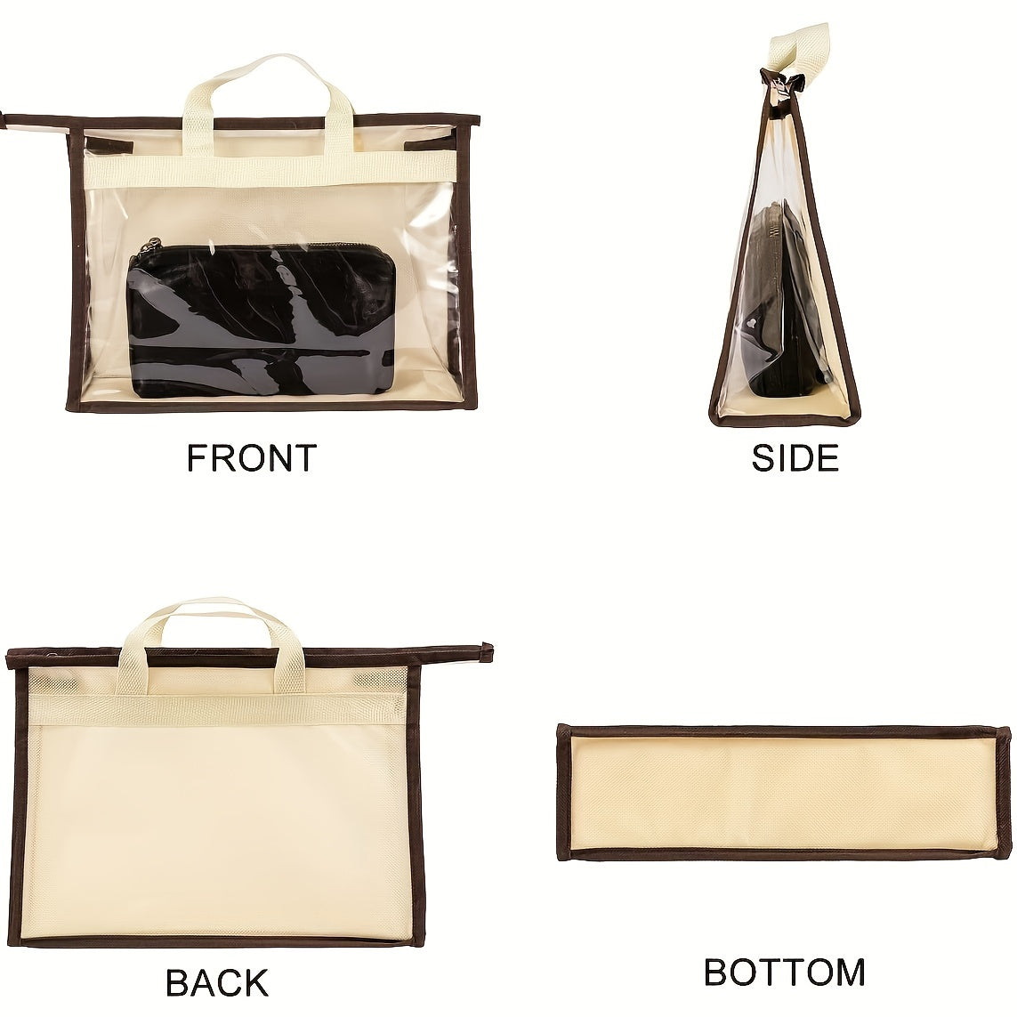Dust Proof Transparent Storage Bag Zipper Handbag Durable Organizer