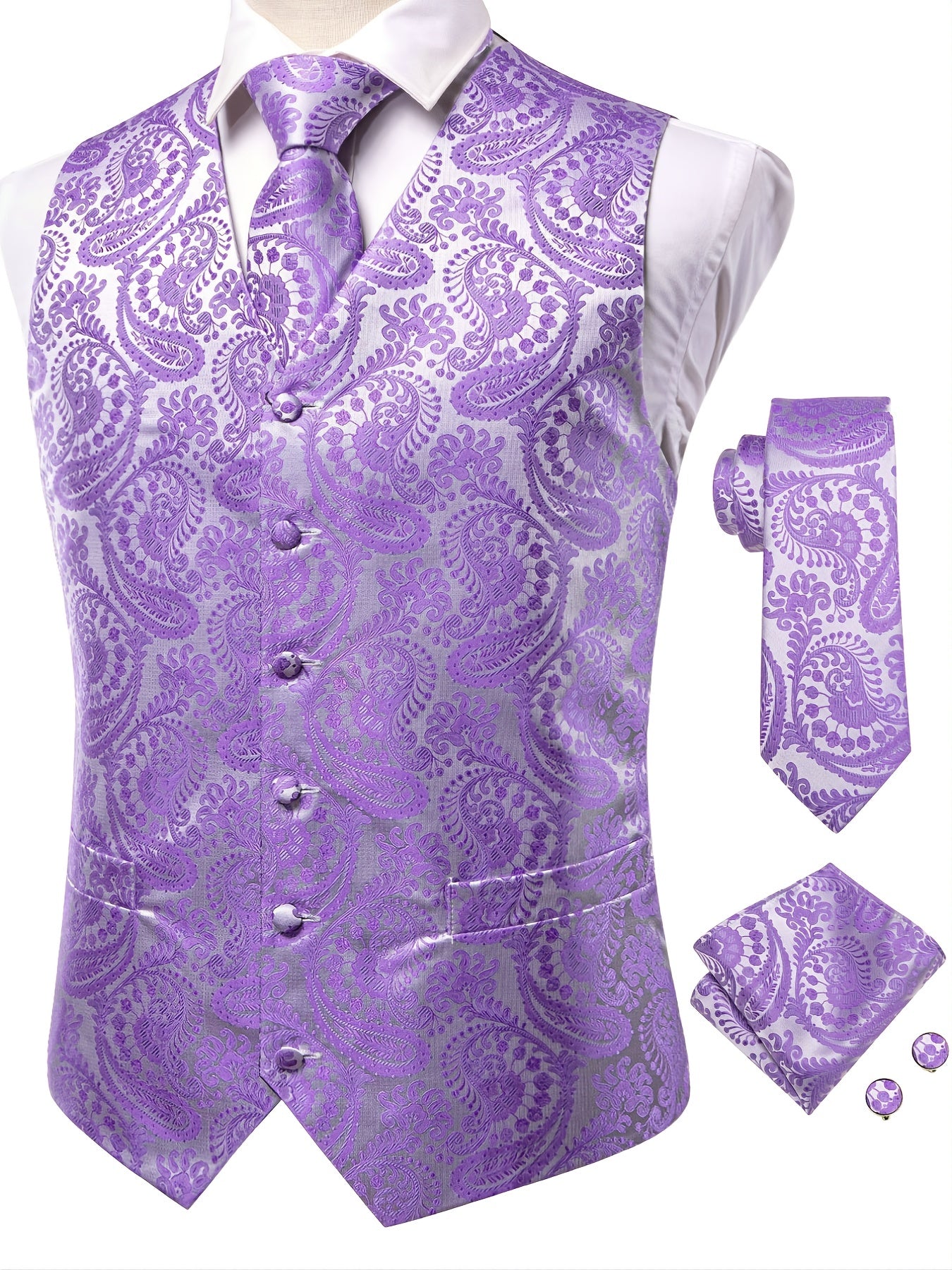 Men's Vintage Fit Sleeveless Vest Set Formal Suit Waistcoat