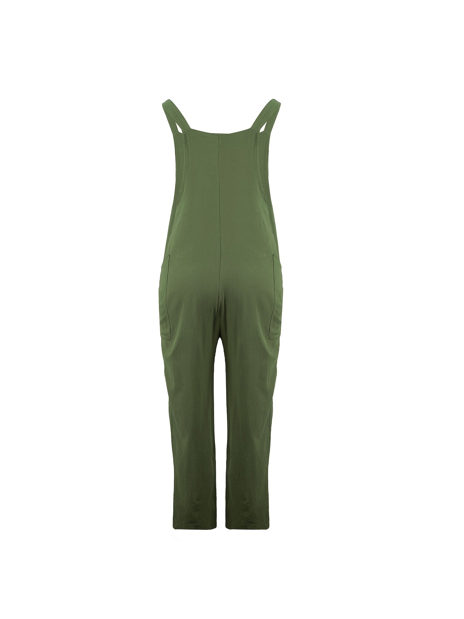 Solid Camisole Long Jumpsuit Sleeveless Side Pockets Women's Clothing