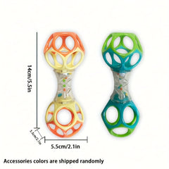 Baby Teether Rattle & Shake Barbell Toy Orange Green Colorful Chew Toy