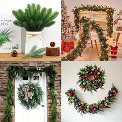 24pcs Holiday Christmas Pine Needles Artificial Green Pine Branches