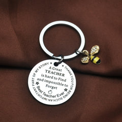 Teacher's Keychain Great Teacher Small Bee Stainless Steel Gift Christmas