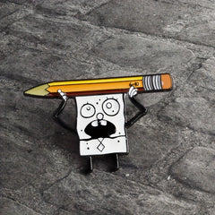 Cartoon Pencil Brooch with Paint Drips