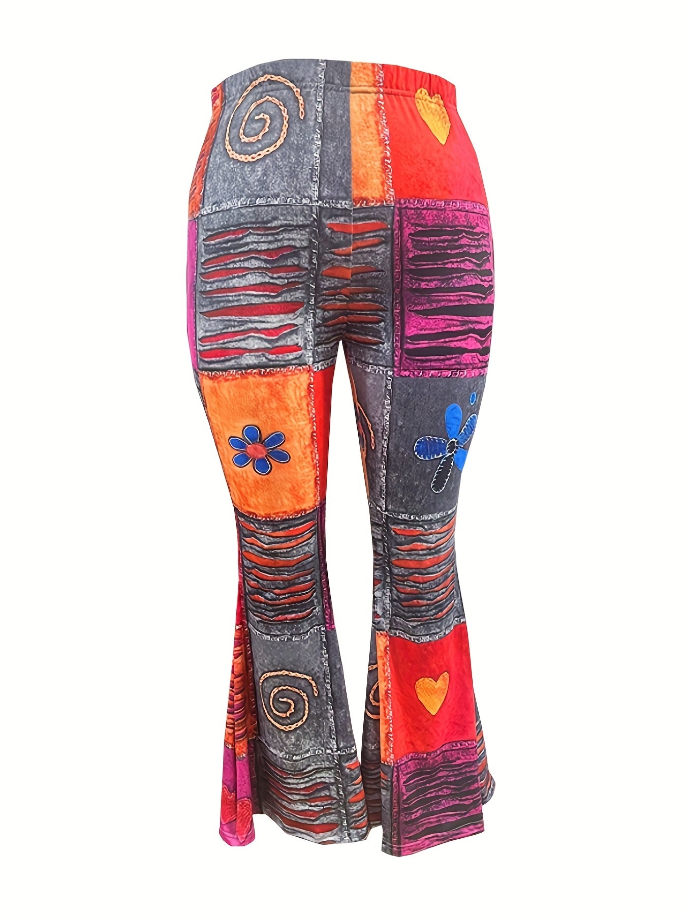  Colorblock High Rise Flare Leg Pants