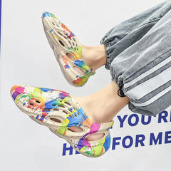 Unisex Foam Slides Comfortable Clogs Couple Graffiti Garden Shoes
