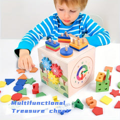 Educational Shape Sorter Toy for Kids with Numbers, Gears & Animals