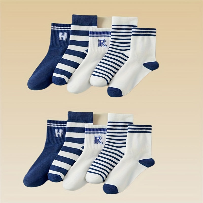 10 Pairs Letter Print Sports Socks for Women