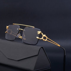 Vintage Retro Rimless Steampunk Sunglasses with Full Package Set