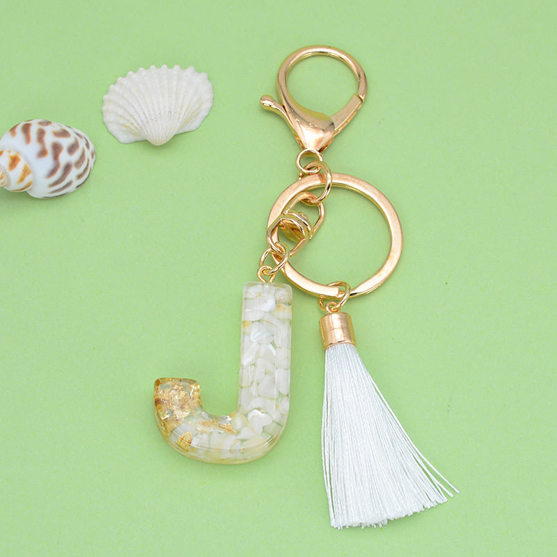 Resin Initial Letter Keychain A Tassel Charm Women Girls