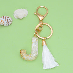 Resin Initial Letter Keychain A Tassel Charm Women Girls