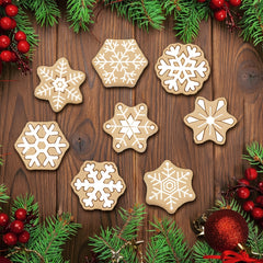 8pcs Christmas Snowflake Cookie Cutters Pastry Cutter Set Baking Tools