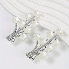 Floral Duck Bill Clips Rhinestones Hair Accessory