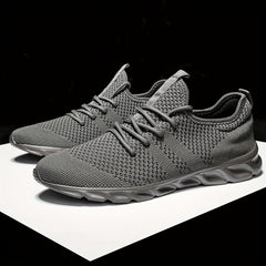 Men's Knit Lace Up Casual Shoes Anti skid Running Sneakers